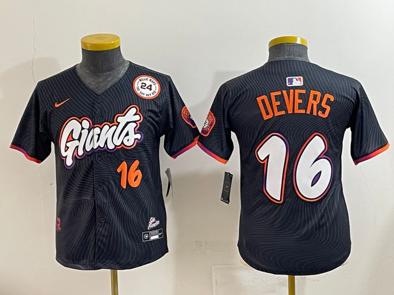 Men 2025 San Francisco Giants #16 Devers Black Joint Name Nike MLB Jersey style 02->san francisco giants->MLB Jersey